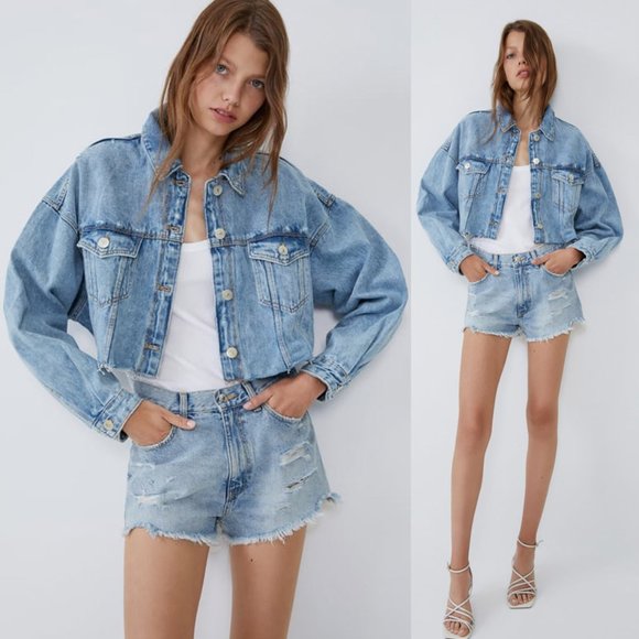 zara cropped denim jacket